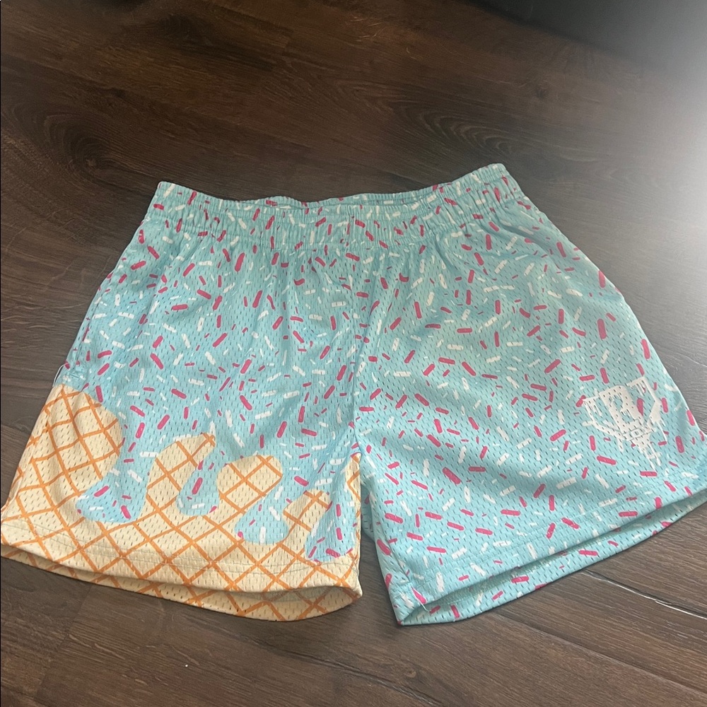CoolSprinkle Men's Blue and Orange Athletic Shorts